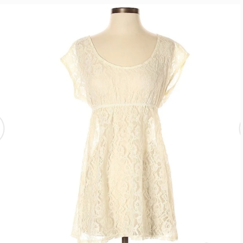 Free people lace coverup scoop neck empire waist coquette romantic